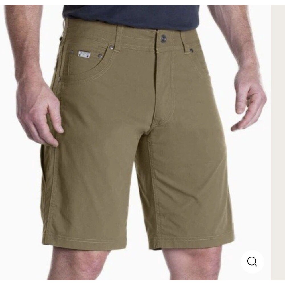 Kuhl Radikl Shorts Mens 34 green Stretch Panels 7 Pocket Hiking Outdoor Brown
